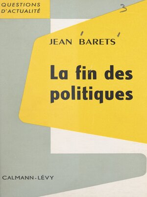 cover image of La fin des politiques